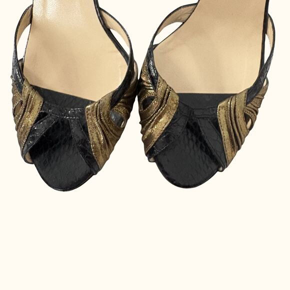 Jimmy Choo Snakeskin Print Leather Strappy High Heels Slingback Glam Party 38.5 - Picture 3 of 8